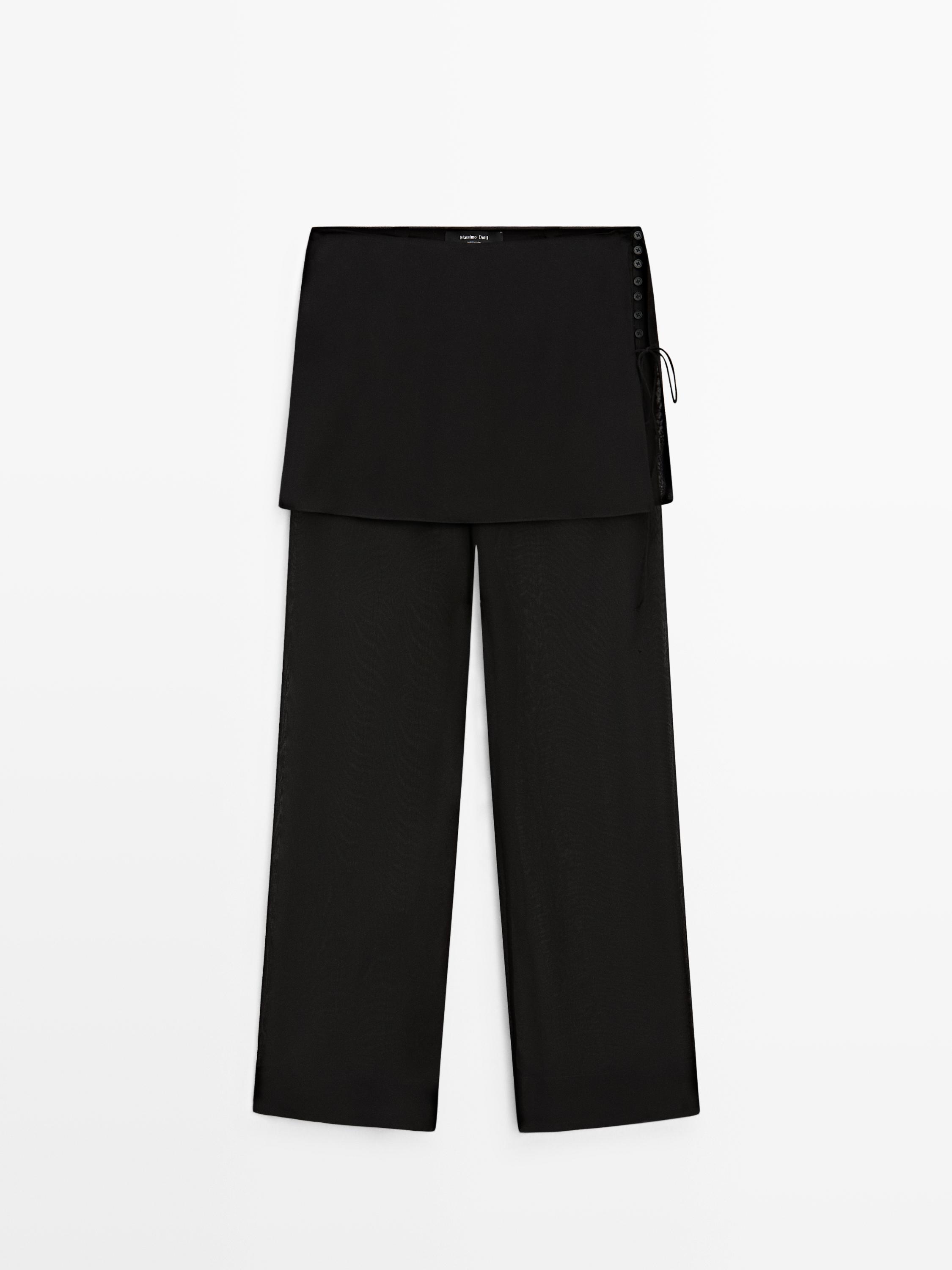 Flowing contrast silk pants